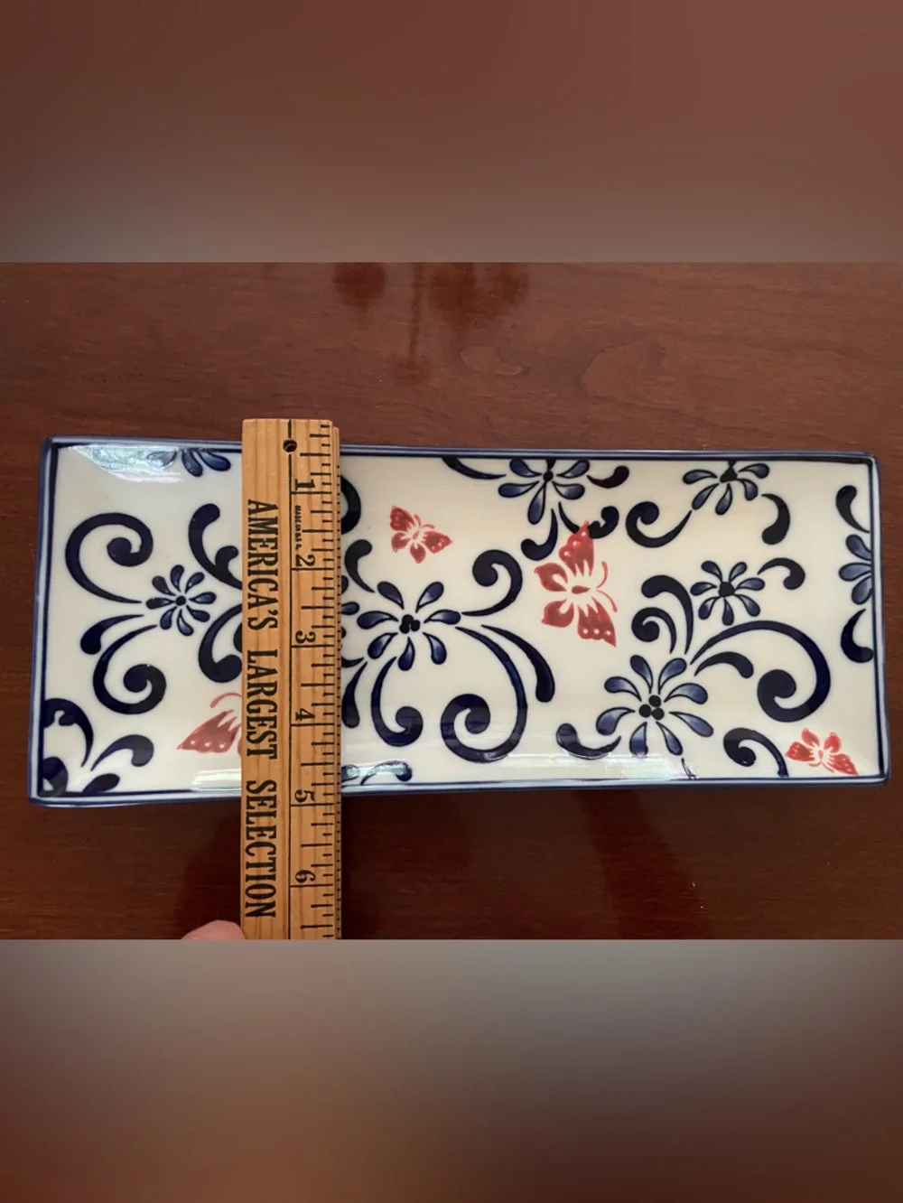 Pier 1  Butterfly Blossum 12” porcelain serving tray platter